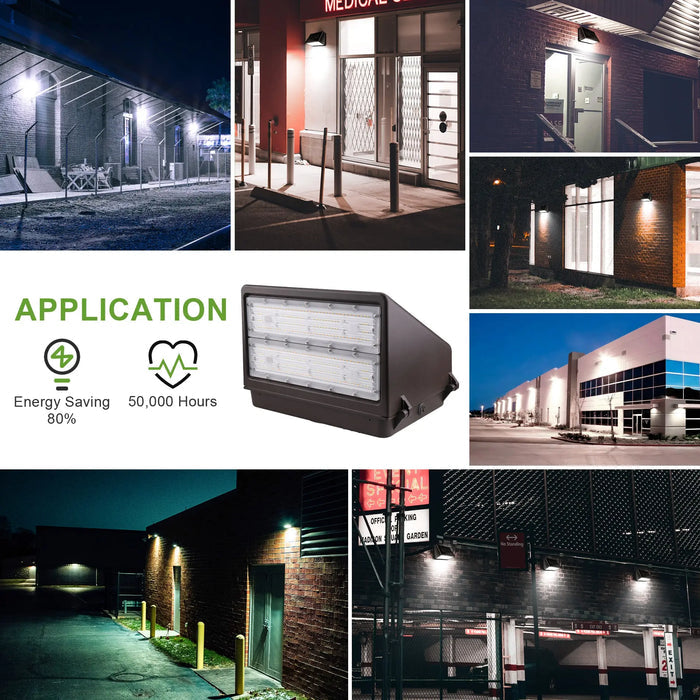 TANLITE 100W LED Full Cut OffWall Pack Light 13000LM 5000K-With Photocell-Replaces 400 watt Metal halide/HPS- IP65-UL+DLC Listed