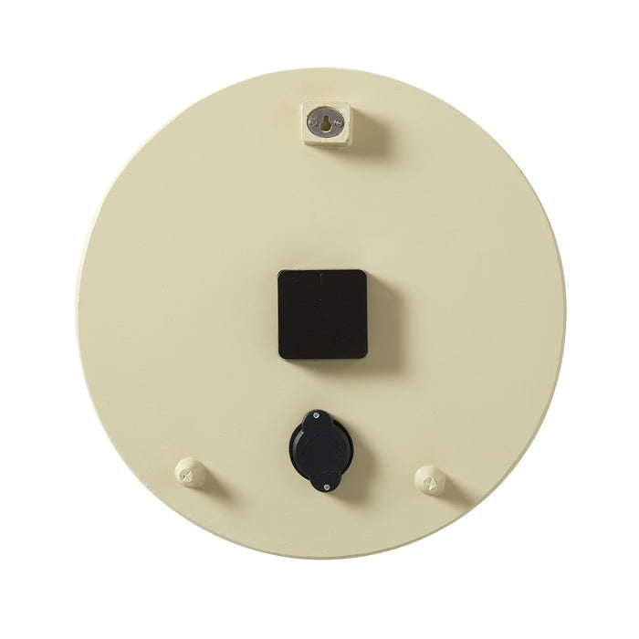 Back of the Bee Kind poly resin clock showing beige finish and wall mounting plate