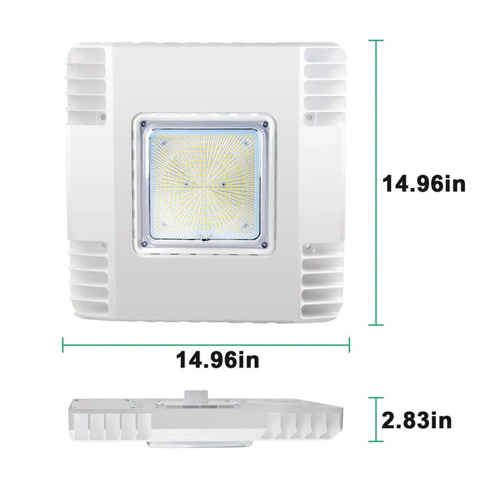 Surface mount LED canopy light for covered commercial areas