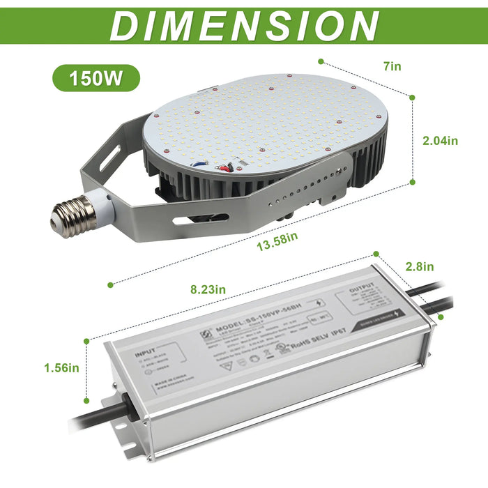 150W LED Retrofit Kit with Power Supply, 20250 Lumens Shoebox LED Retrofit Retrofit Kits-600W MH/HID/HPS Equivalent-5000K E39 Mogul Base for Parking Lot Lights TANLITE