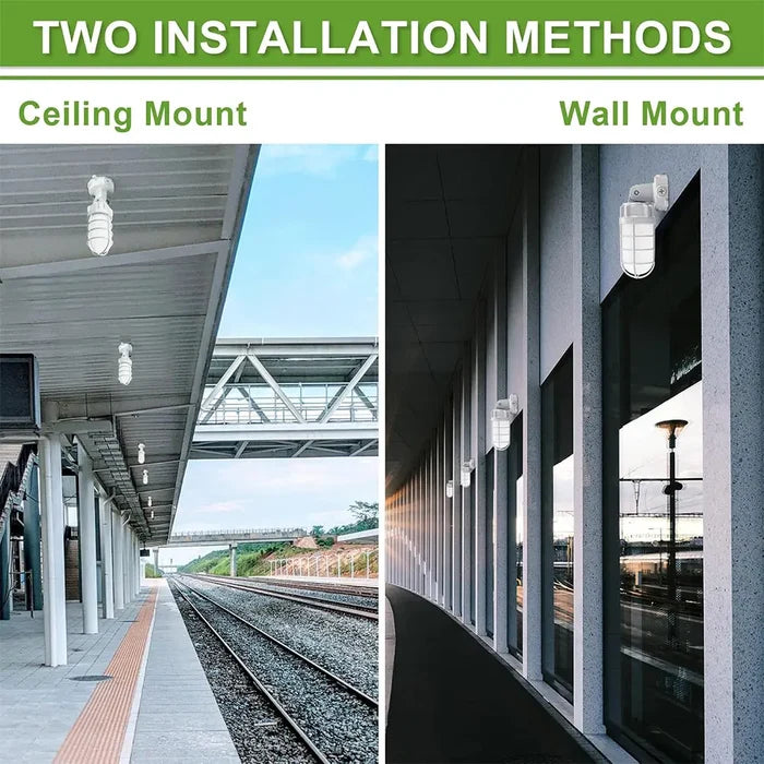 Ceiling mount LED vapor tight light for cold storage warehouses docks and workshops