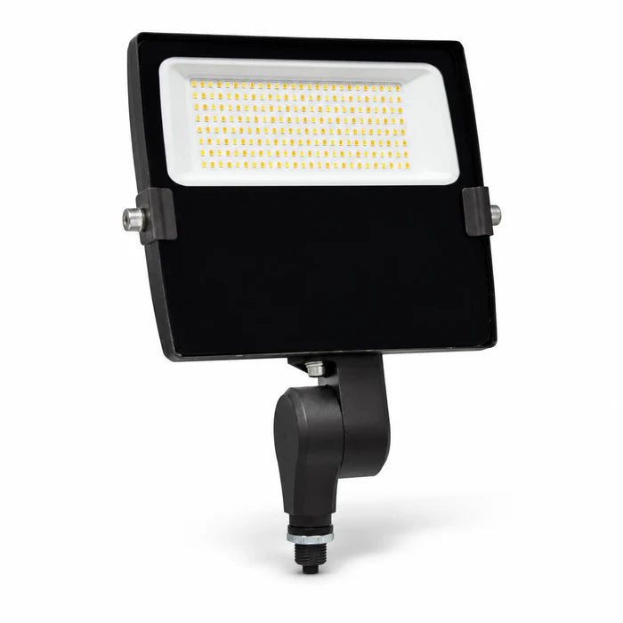 Selectable wattage LED flood light with 15W 25W and 35W settings for flexible outdoor lighting projects
