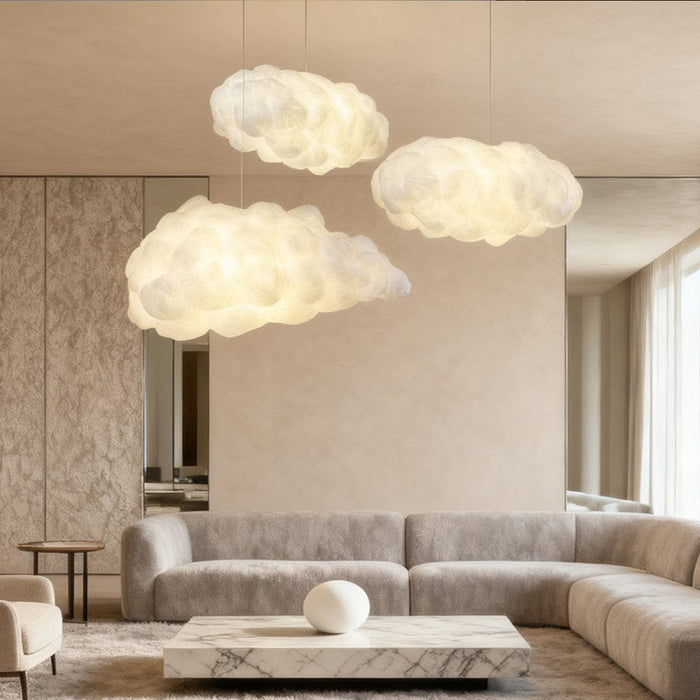 3D Cloud Fabric Pendant Light E26/E27 LED 2800LM 3000K White Pastel 7 Sizes Indoor | NordaLight