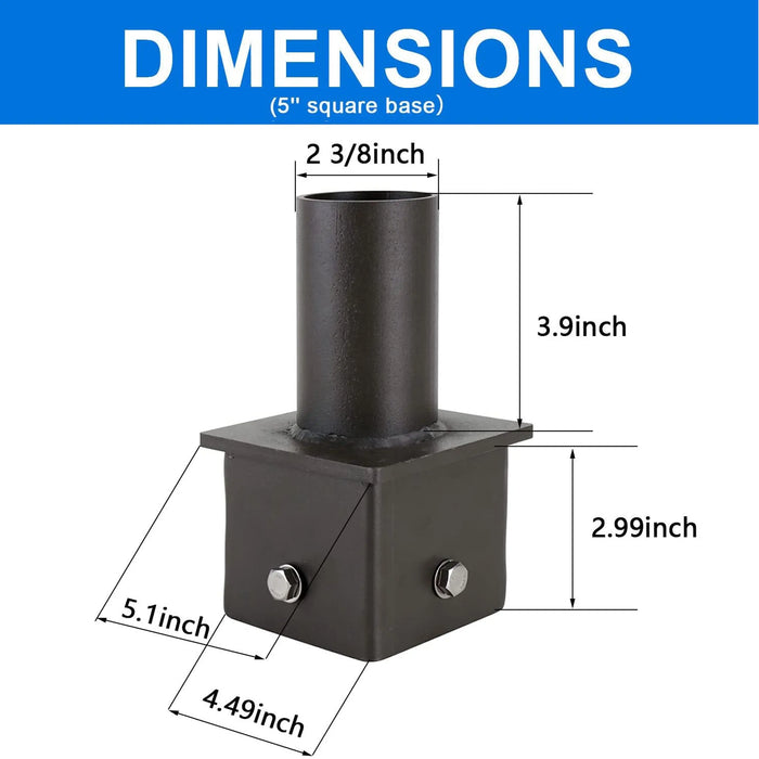 5 Inch Square Pole Bracket Tenon Adapter, Tenon Pole Bracket, Pole Top Mount for Slip Fit Mounting, Parking Lot Light, LED Shoebox Light TANLITE