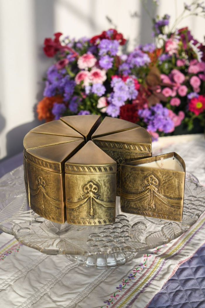 A Piece of Cake Burnished Brass Slice Candle