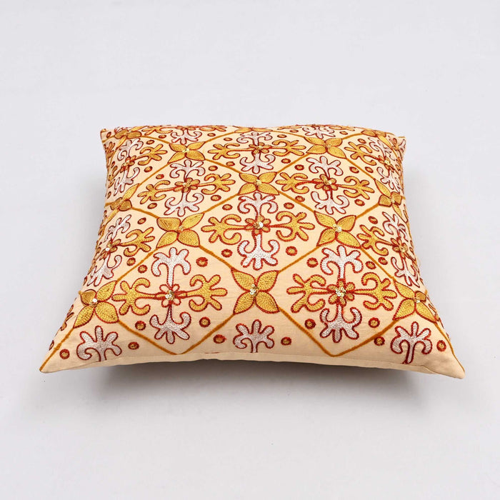 Aari Stitch Embroidered Pillow Cover