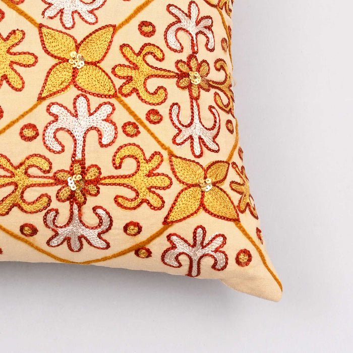 Aari Stitch Embroidered Pillow Cover