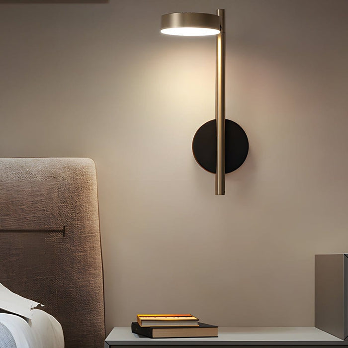 Adjustable Round LED Wall Sconce Aluminum Nordic Minimalist Black Gold Bedroom Hallway | NordaLight