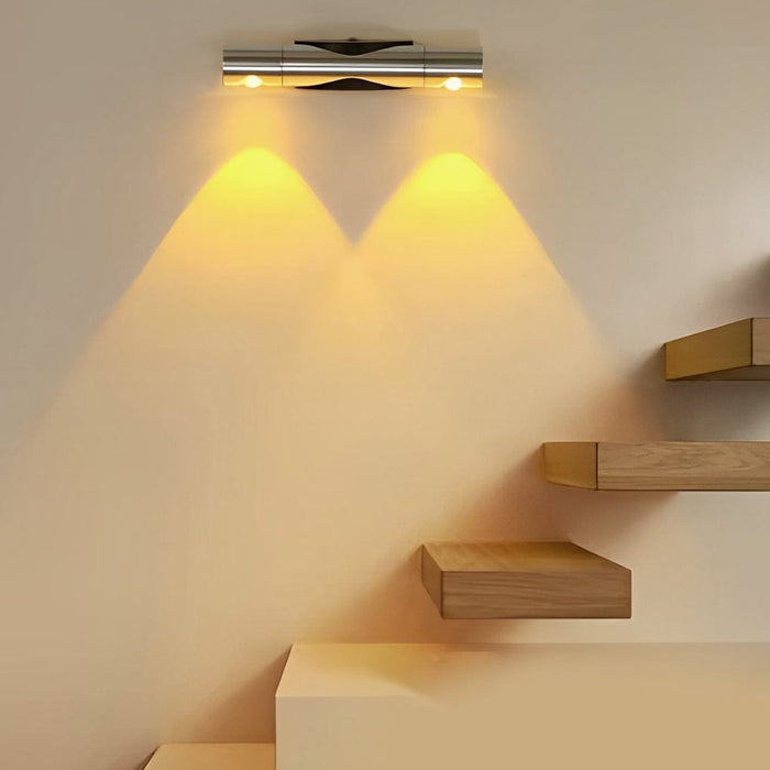 Adjustable Up Down LED Wall Washer Lamp Modern Cylindrical Staircase Hallway Living Room Black Silver | NordaLight
