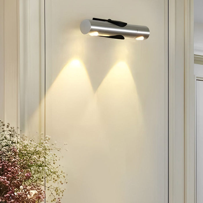 Adjustable Up Down LED Wall Washer Lamp Modern Cylindrical Staircase Hallway Living Room Black Silver | NordaLight