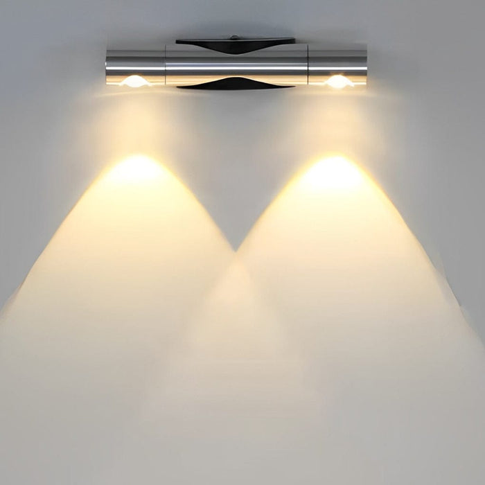 Adjustable Up Down LED Wall Washer Lamp Modern Cylindrical Staircase Hallway Living Room Black Silver | NordaLight