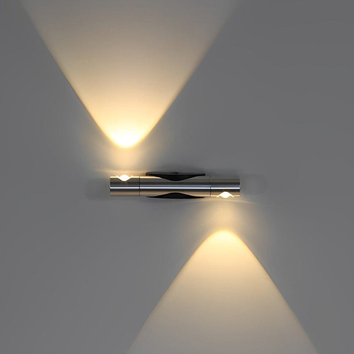 Adjustable Up Down LED Wall Washer Lamp Modern Cylindrical Staircase Hallway Living Room Black Silver | NordaLight