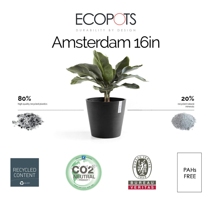 Amsterdam Small Round Planter - 15.8 in x 15.8 in x 13.8 in - Dark Grey - Dark Grey,15.75 in x 15.75 in x 13.75 in,Planter Only