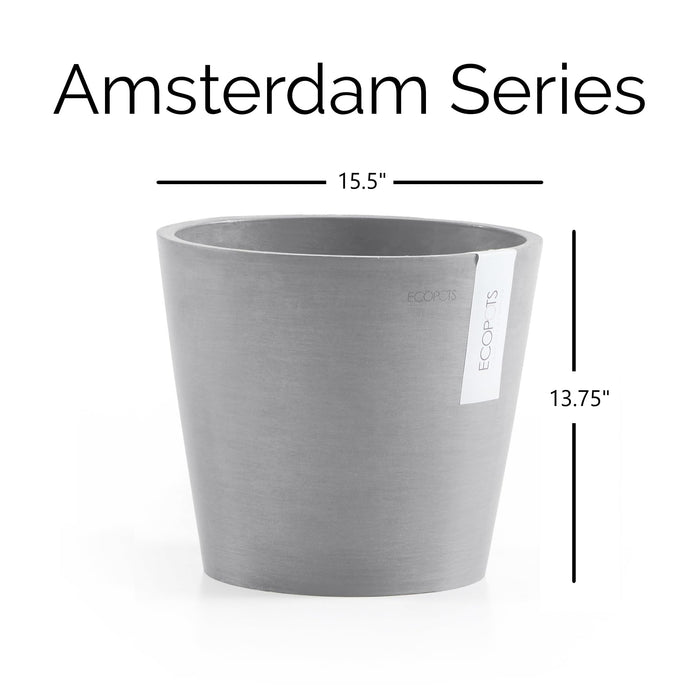 Amsterdam Small Round Planter - 15.8 in x 15.8 in x 13.8 in - Grey - Grey,15.75 in x 15.75 in x 13.75 in,Planter Only