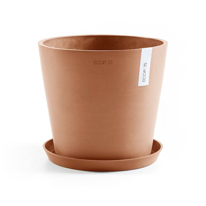 Amsterdam Small Round Planter - 19.8 in x 19.8 in x 17.3 in - Planter + Saucer + Watering System - Terracotta - Terracotta,19.75 in x 19.75 in x 17.25 in,Planter + Saucer + Watering System