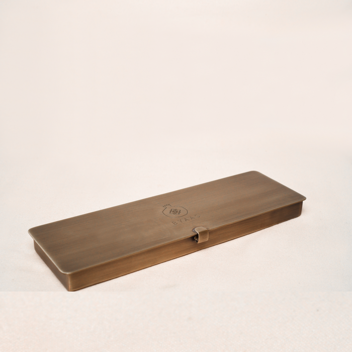 Anaar Engraved Brushed Brass Incense & Storage Box