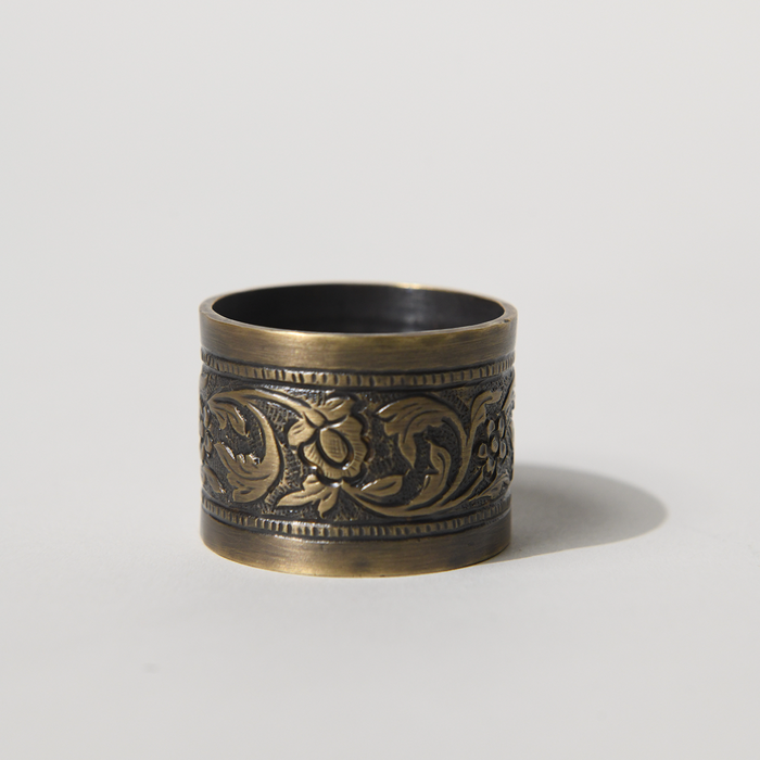 Anaar Heritage Repoussé Brass Napkin Rings – Set of 4