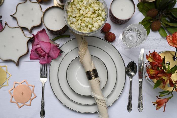 Anaar Heritage Repoussé Brass Napkin Rings – Set of 4