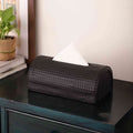 Arc Weave Leather Napkin Holder – Black/Tan Dining Accent