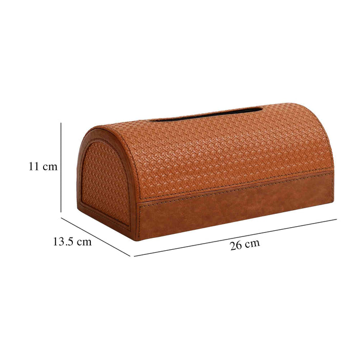 Arc Weave Leather Napkin Holder – Black/Tan Dining Accent