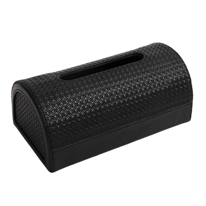 Arc Weave Leather Napkin Holder – Black/Tan Dining Accent