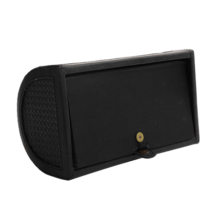 Arc Weave Leather Napkin Holder – Black/Tan Dining Accent