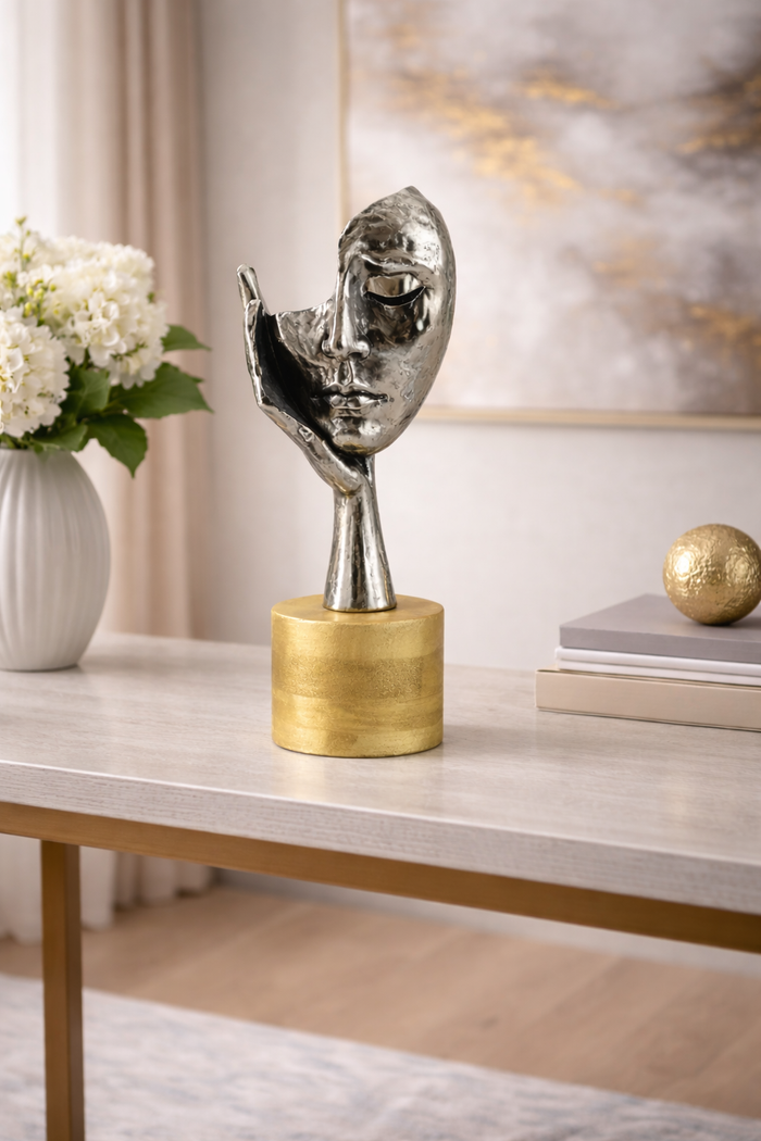 Artistic Half Face Aluminium Décor Accent for Home & Office Styling