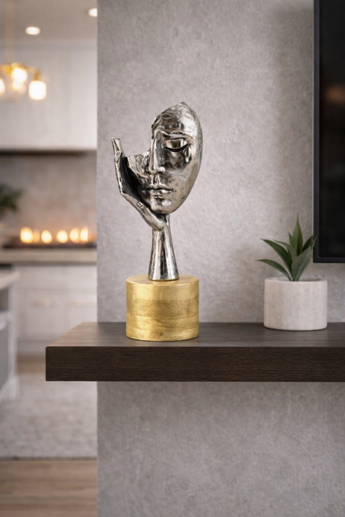 Artistic Half Face Aluminium Décor Accent for Home & Office Styling