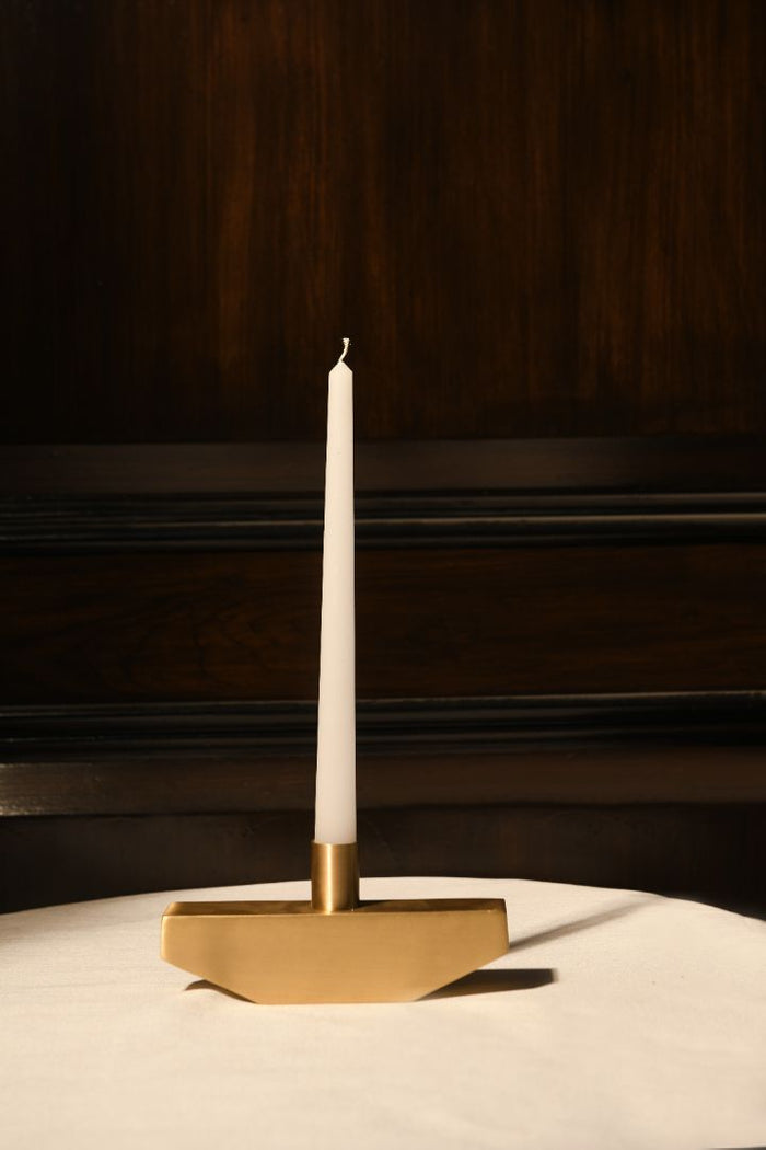 Balancing Act Burnished Brass Taper Candle Holder