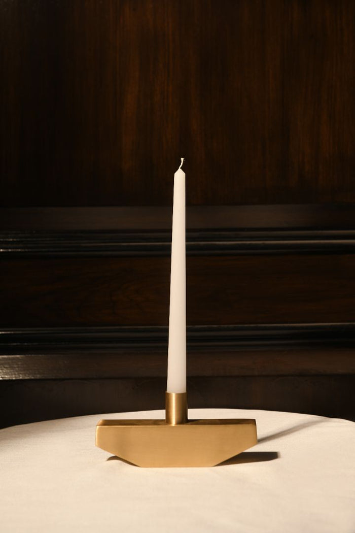 Balancing Act Burnished Brass Taper Candle Holder