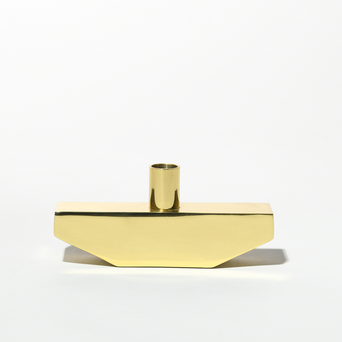 Balancing Act Polished Brass Taper Candle Holder