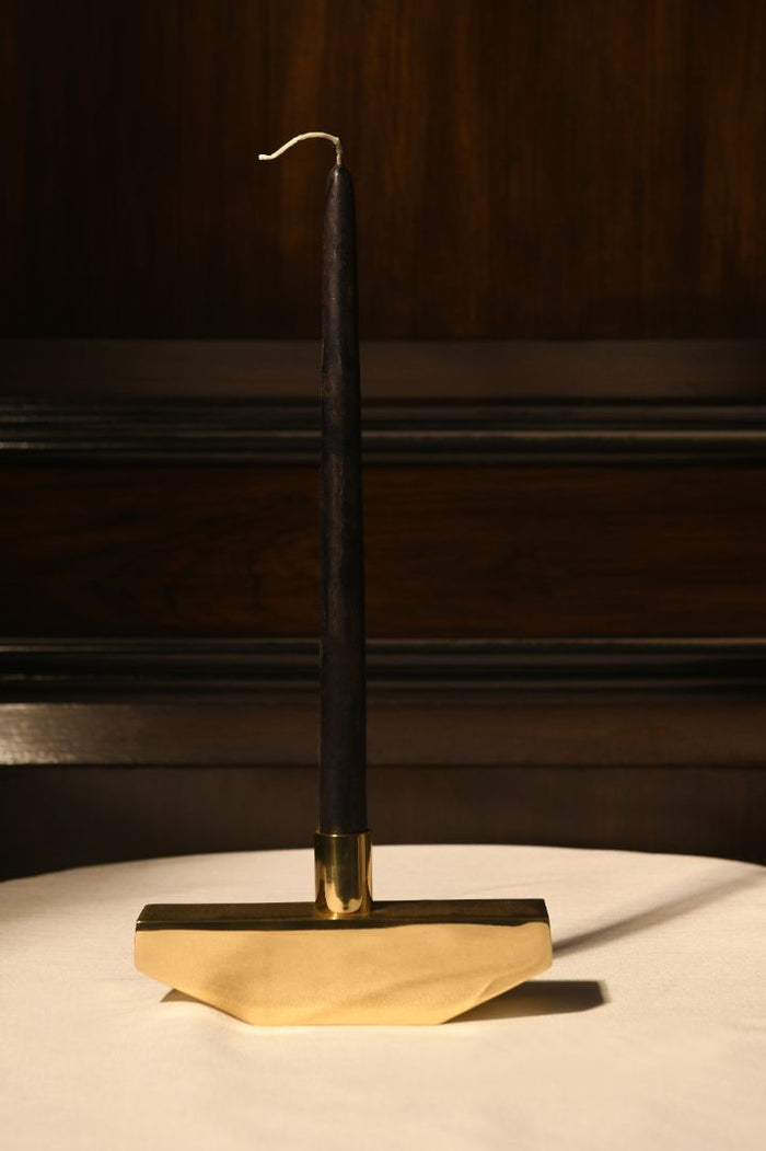 Balancing Act Polished Brass Taper Candle Holder