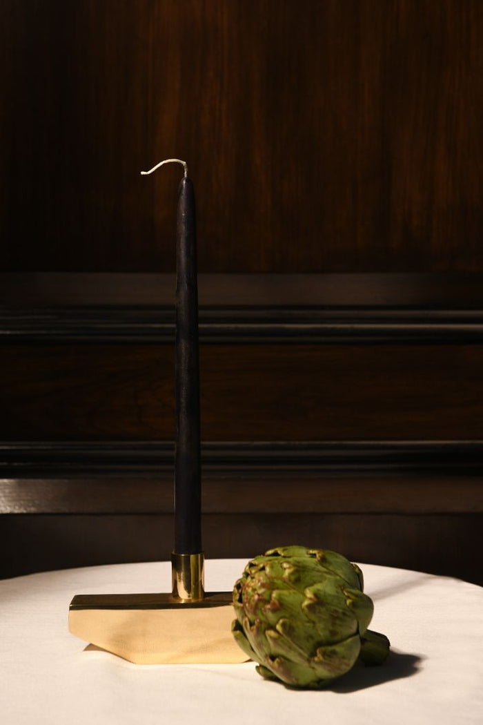 Balancing Act Polished Brass Taper Candle Holder
