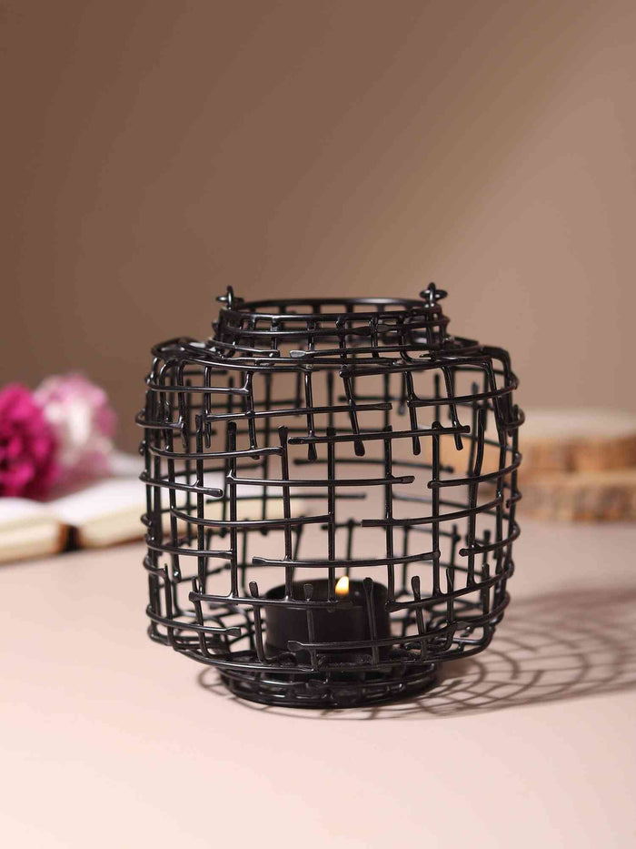 Basketweave Tea Light Holder – Cozy Rustic Accent