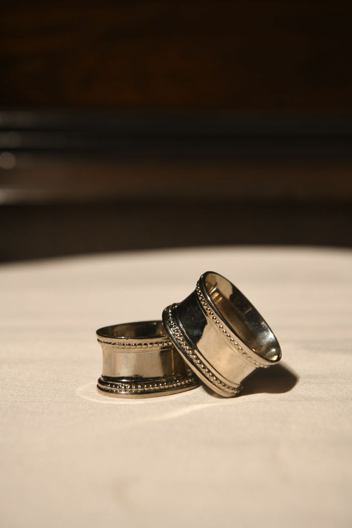 Beaded Edge Silver Napkin Rings (Set of 2) - Luxury Dining Table Settings