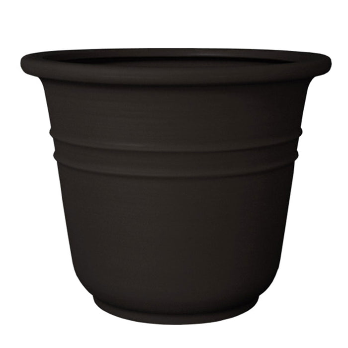 Curbside Bell Tower Round Plastic Planter - 24 in x 24 in x 20 in - Black - Black,24 in x 24 in x 20 in