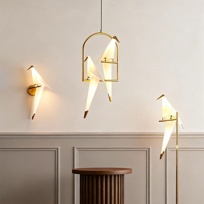 Bird Origami Wall Sconce LED Nordic Crane Gold Accent Warm White 3000K | NordaLight