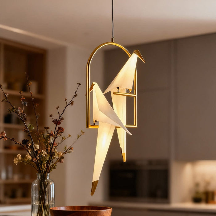 Bird Origami Wall Sconce LED Nordic Crane Gold Accent Warm White 3000K | NordaLight