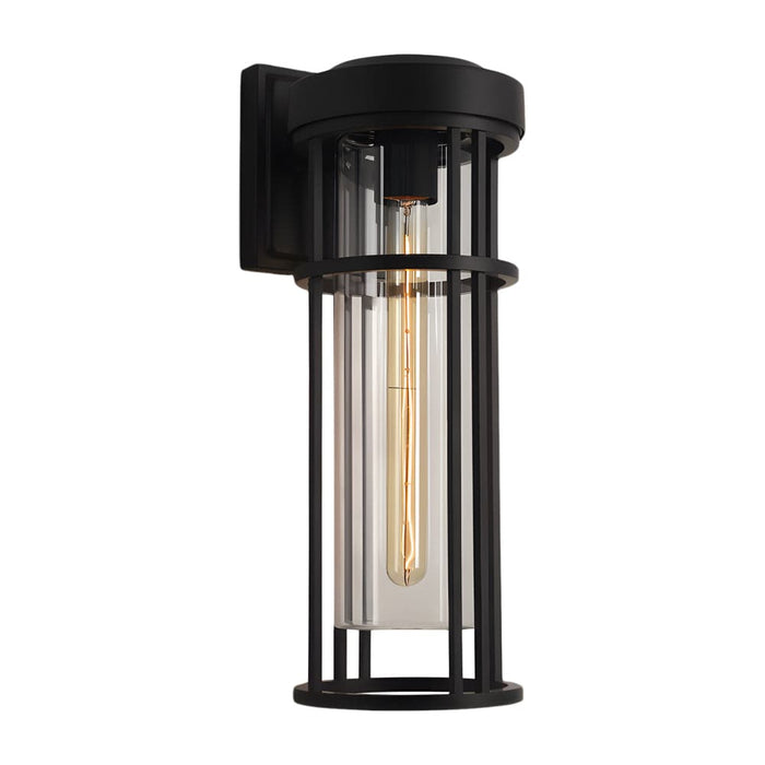 Black Aluminium Outdoor Wall Sconce Glass Lampshade E27 IP54 Nordic Style | NordaLight