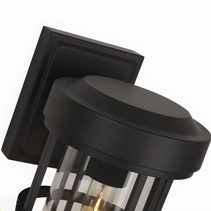 Black Aluminium Outdoor Wall Sconce Glass Lampshade E27 IP54 Nordic Style | NordaLight