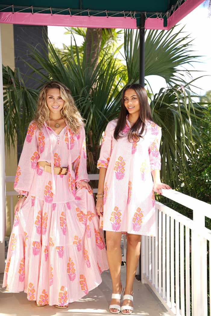 Boho Long Skirt Bouquet Pink