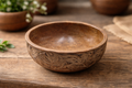 Brown Soapstone Carving Handcrafted Bowl