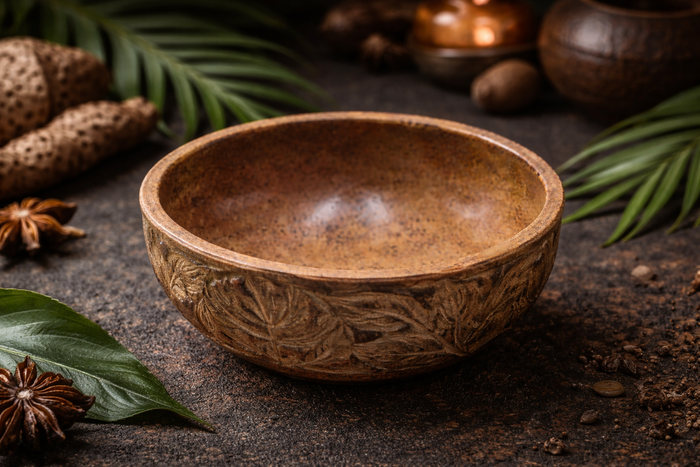 Brown Soapstone Carving Handcrafted Bowl