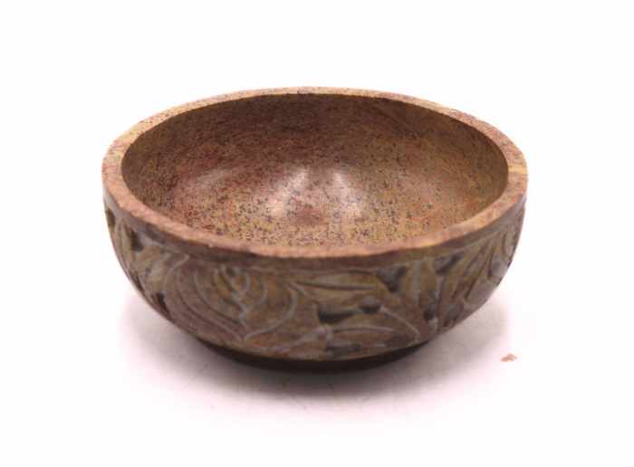 Brown Soapstone Carving Handcrafted Bowl