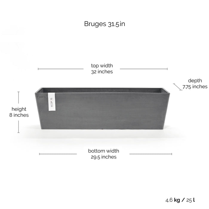 Bruges Large Rectangle Planter - 31.5 in x 8 in x 8 in - Grey - Grey,31.5 in x 8 in x 8 in