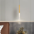 Bubble-Textured Elongated Aluminum Cylinder Pendant Light with 3-Step Colour Temperature in Gold | NordaLight