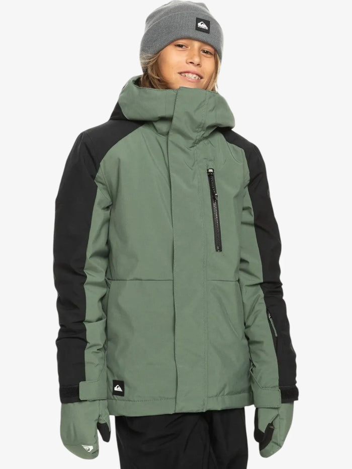 Campera Snow Quiksilver Mission Block Niño Verde Negro