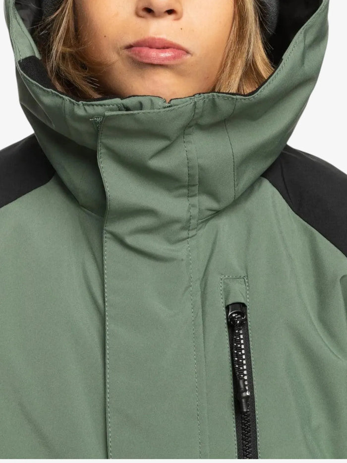 Campera Snow Quiksilver Mission Block Niño Verde Negro