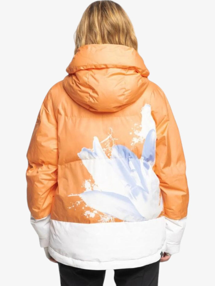 Campera Snow Roxy Chloe Kim Puffy Naranja Blanco
