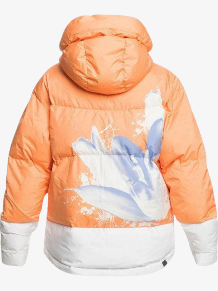 Campera Snow Roxy Chloe Kim Puffy Naranja Blanco